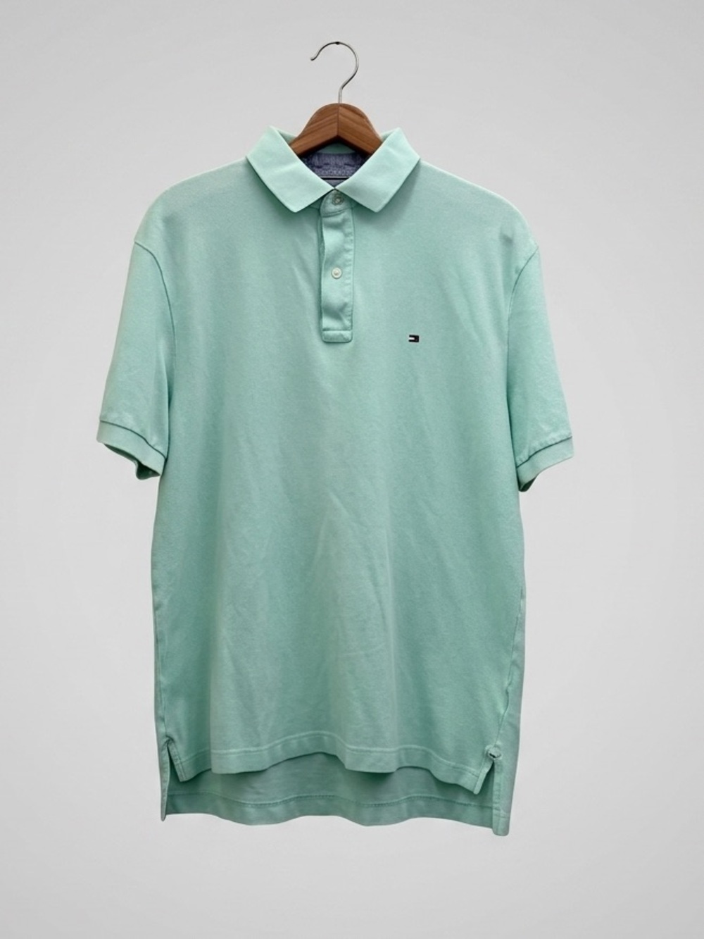 Tommy Hilfiger Mint Green Polo Shirt, Size L Classic Fit